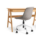 "Modern gray office chair with wheels and wooden desk on white background" (Sand)