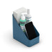 Blue desk organizer with hand sanitizer, lotion, towels, and smartphone. (Slate Blue)