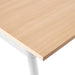 Light wooden desk surface with white metal legs on a white background. (Natural Oak-72&quot; x 36&quot;)(Natural Oak-96&quot; x 42&quot;)(Natural Oak-124&quot; x 42&quot;)(Natural Oak-144&quot; x 36&quot;)