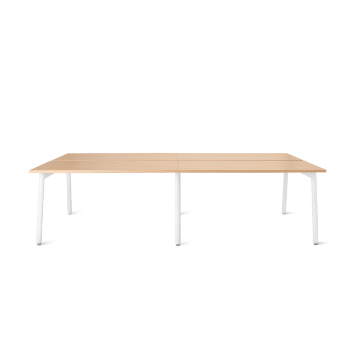 Modern white and wood office table on a white background (Natural Oak-47&quot;)