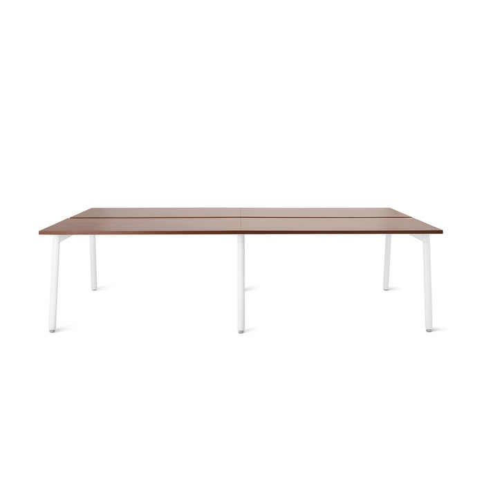 Modern brown tabletop with white legs on a white background. (Walnut-47&quot;)