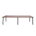 Modern walnut extendable dining table on white background. (Walnut-57&quot;)