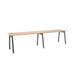 Modern minimalist wooden table with black metal legs on a white background. (Natural Oak-57&quot;)