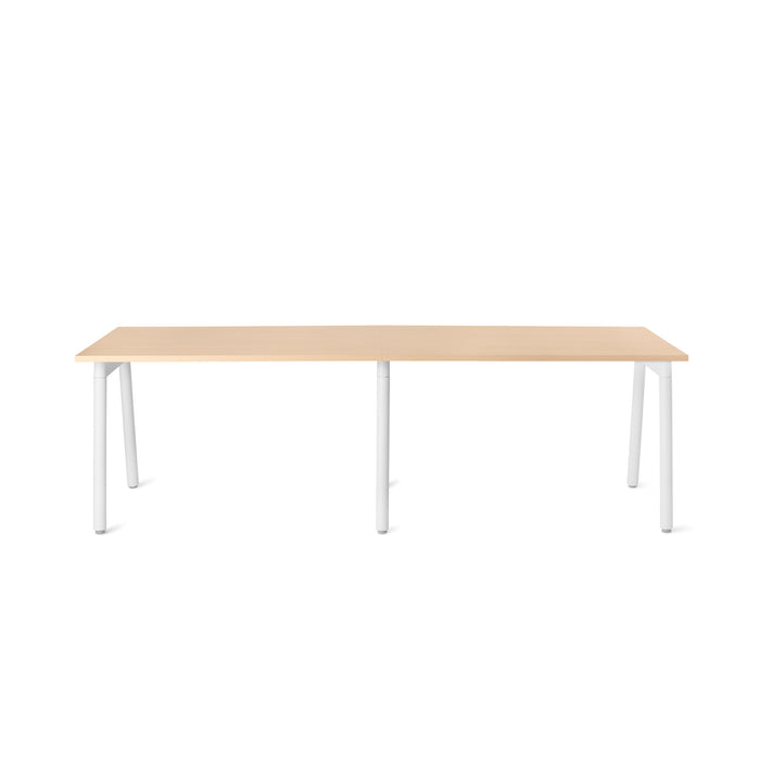 Modern minimalist light wood table with white legs on a white background. (Natural Oak-47&quot;)