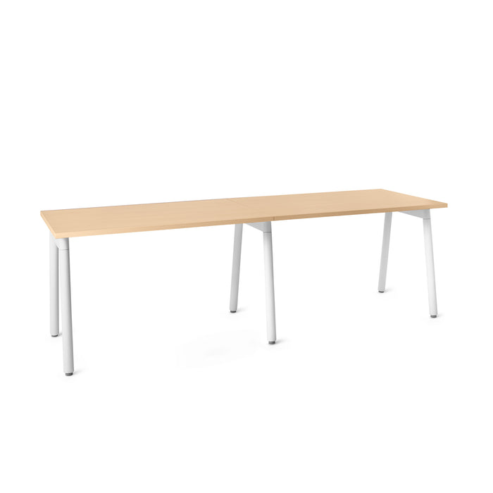 Modern minimalist wooden table with white legs on a white background. (Natural Oak-47&quot;)