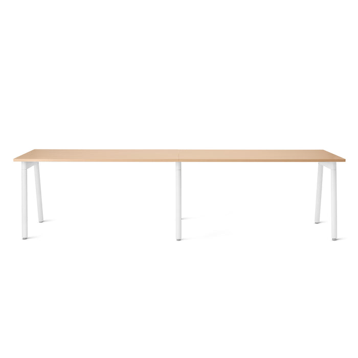 Modern light wood desk with white legs on a white background. (Natural Oak-57&quot;)
