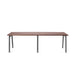 Modern brown wooden table with metal legs on a white background. (Walnut-47&quot;)