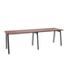 Modern L-shaped office desk with wooden top and metal legs on white background. (Walnut-47&quot;)