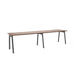 Modern brown rectangular table with black metal legs on a white background. (Walnut-57&quot;)