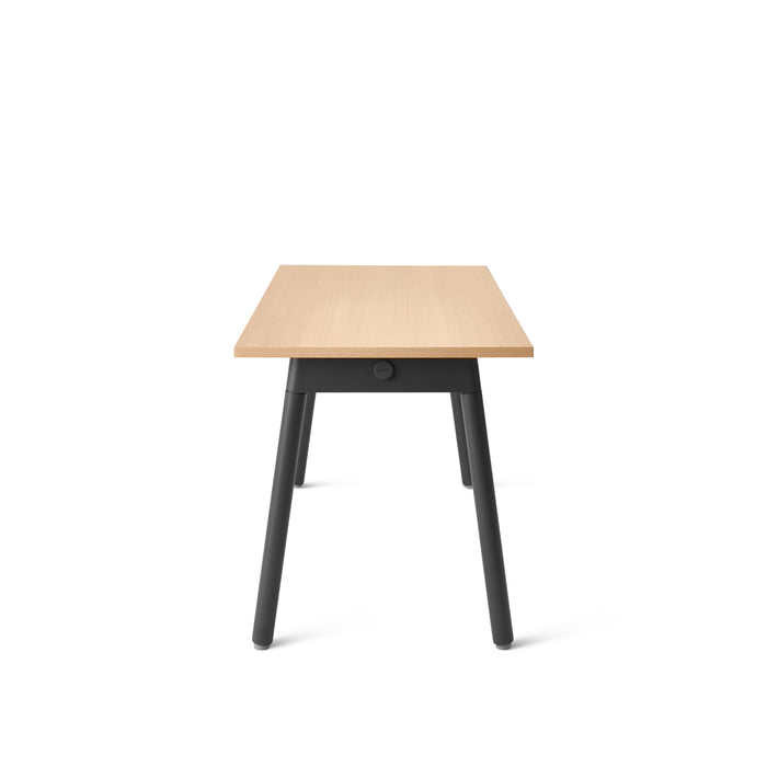 Modern wooden desk with black legs isolated on white background. (Natural Oak-57&quot;)