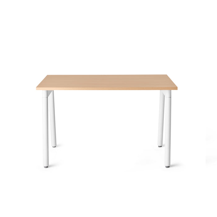 Modern wooden tabletop with metal legs on a white background. (Natural Oak-47&quot;)