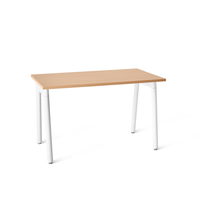 Modern wooden table with white legs on a white background (Natural Oak-47&quot;)