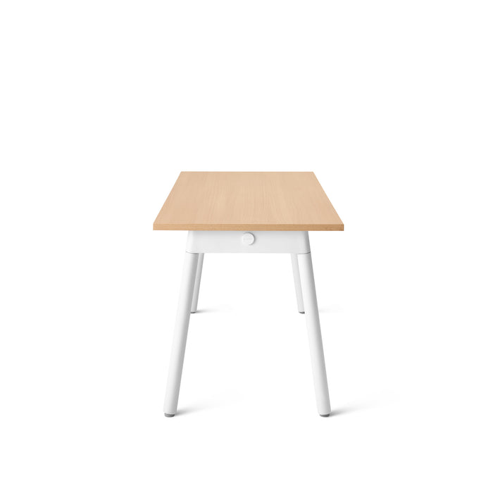Modern wooden table with white legs on a white background. (Natural Oak-57&quot;)
