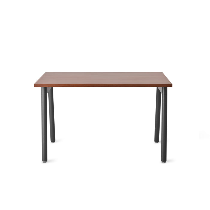 Modern wooden table with black legs on a white background. (Walnut-47&quot;)