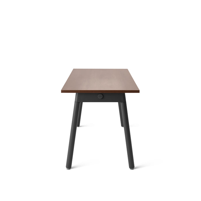 Modern wooden table with black legs on a white background. (Walnut-57&quot;)