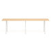 Modern extendable wooden table with metal legs on a white background. (Natural Oak-144&quot; x 36&quot;)