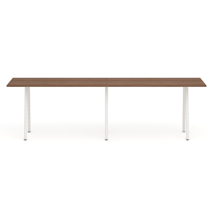 Modern wooden table with metal legs on white background. (Walnut-144&quot; x 36&quot;)