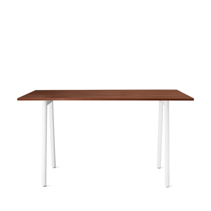 Modern wooden table with white legs on a white background. (Walnut-72&quot; x 36&quot;)