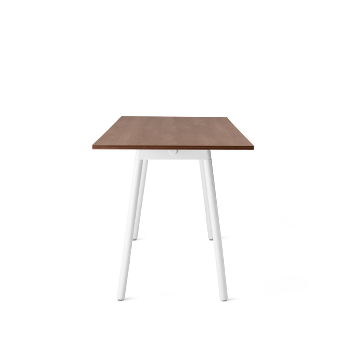 Modern wooden tabletop with white legs on a white background. (Walnut-72&quot; x 36&quot;)