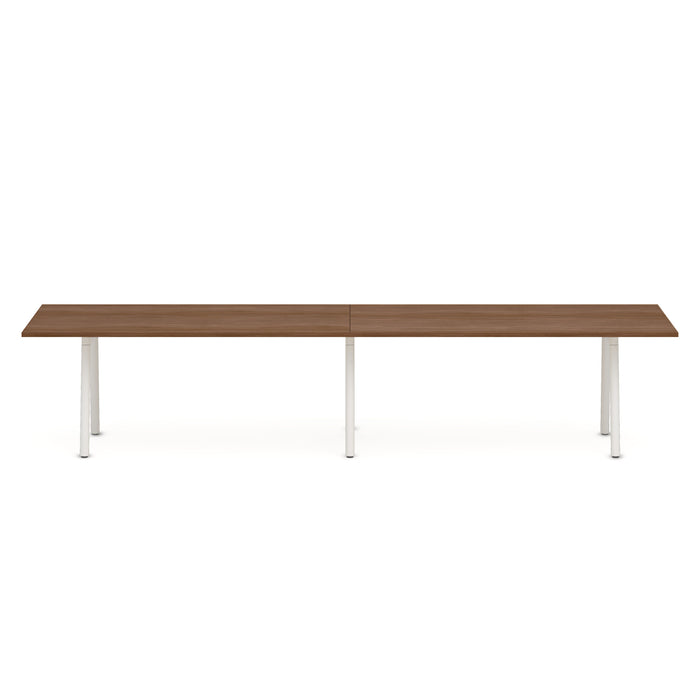 Modern minimalist wooden table with metal legs isolated on white background. (Walnut-144&quot; x 36&quot;)