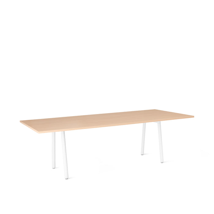 Minimalist modern wooden table with white legs on a white background. (Natural Oak-96&quot; x 42&quot;)