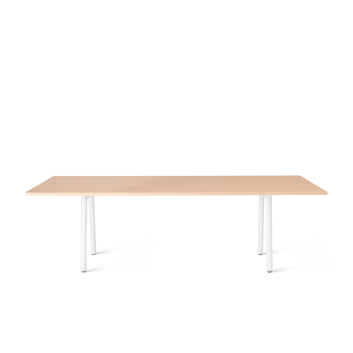 Modern minimalist wooden table with white legs on a white background. (Natural Oak-96&quot; x 42&quot;)