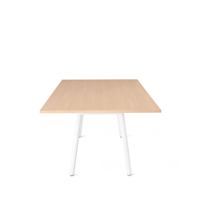 Modern wooden top table with white legs on a white background. (Natural Oak-96&quot; x 42&quot;)