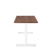 Square wooden top table with a white adjustable base isolated on a white background. (Walnut-47&quot;)(Walnut-47&quot;)