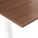 Close-up view of a wooden tabletop with white metal leg on a white background. (Walnut-57&quot;)(Walnut-57&quot;)(Walnut-47&quot;)(Walnut-47&quot;)(Walnut-60&quot;)