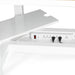 Built-in power outlets on a white desk with cable management feature. (White-57&quot;)