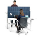 Two professionals working at modern office cubicles with privacy dividers. (White-57&quot;)(White-47&quot;)