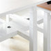 White modern desk frame with cable management cutouts and wooden tabletop. (White-57&quot;)(White-47&quot;)