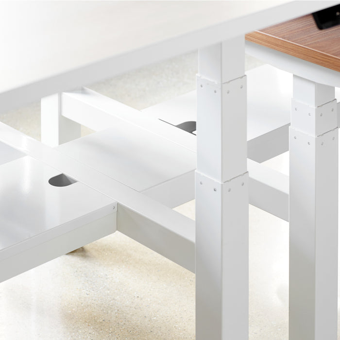 White modern office desk with cable management features. (White-57&quot;)(White-47&quot;)