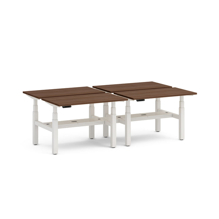 Two-tone brown top and white base extendable dining tables on white background. (Walnut-47&quot;)