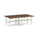 Two-tone brown top and white base extendable dining tables on white background. (Walnut-47&quot;)