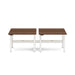 Two modern extendable dining tables with white legs and wooden tops. (Walnut-47&quot;)