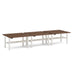 Three-section modular wooden and white table on a white background. (Walnut-47&quot;)