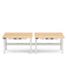 Two modern beige office desks with white frames on a white background. (Natural Oak-57&quot;)