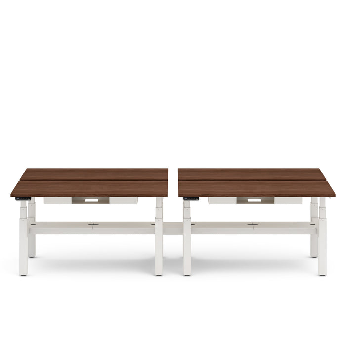 "Two brown wooden tabletops with white metal legs on a white background" (Walnut-57&quot;)