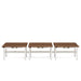 Three-section modular outdoor bench with white frames and brown slats. (Walnut-57&quot;)