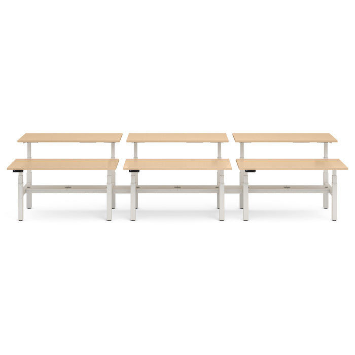 Three modern wooden and metal picnic tables on a white background. (Natural Oak-60&quot;)