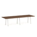 Modern rectangular brown table with white legs on a white background. (Walnut-124&quot; x 42&quot;)