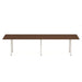 Modern brown rectangular office table with white legs on a white background. (Walnut-124&quot; x 42&quot;)
