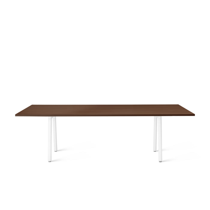 Modern brown table with white legs on a white background. (Walnut-96&quot; x 42&quot;)