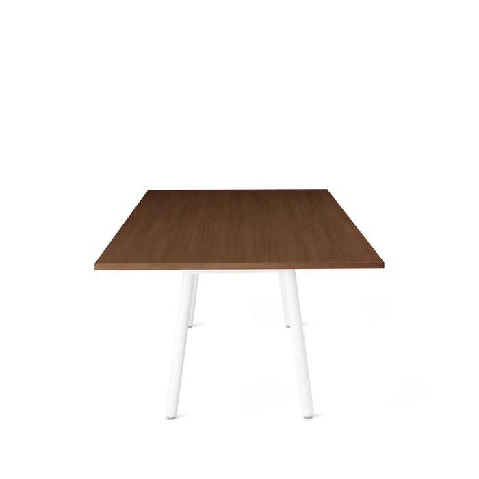 Modern wooden tabletop with white legs on a white background. (Walnut-96&quot; x 42&quot;)