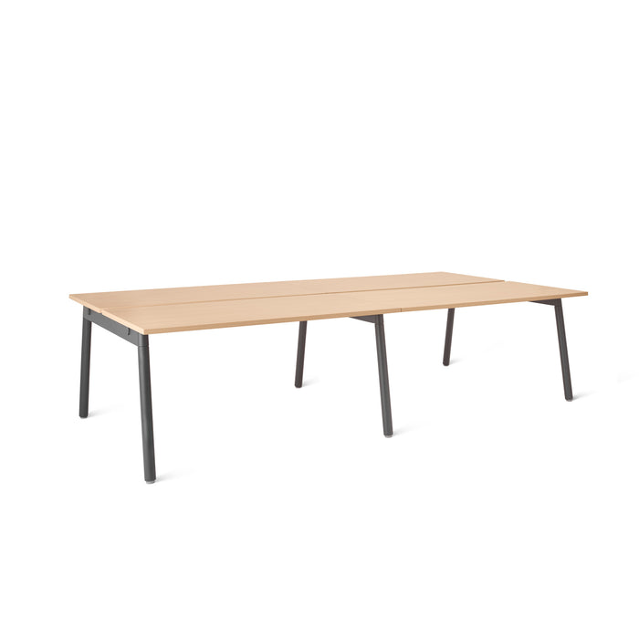 Modern wooden table with black metal legs isolated on white background. (Natural Oak-47&quot;)