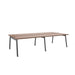 Modern wooden table with metal legs on a white background. (Walnut-47&quot;)