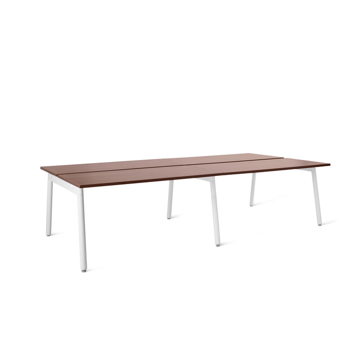 Modern minimalist brown table with white legs on a white background. (Walnut-47&quot;)