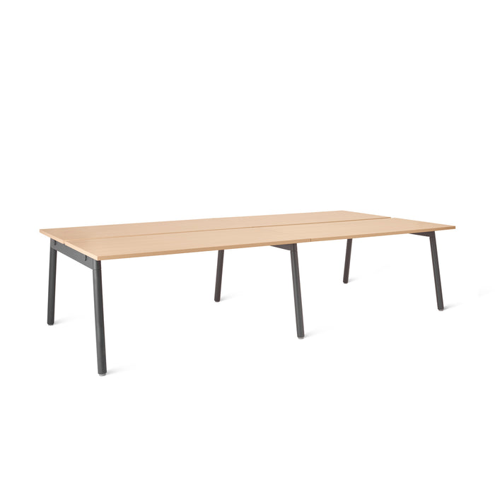 Modern minimalist wooden table with black legs on white background (Natural Oak-57&quot;)
