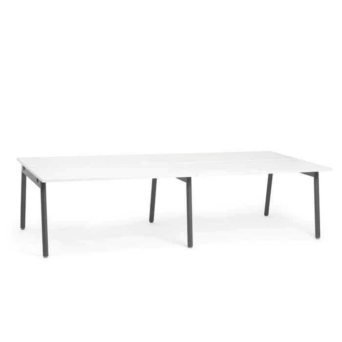 Modern white office desk with metal legs on a white background. (White-57&quot;)